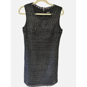 crochet overlay  whimseygoth DKNY women’s silver black sleeveless knee length li